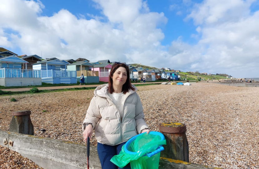 Litter picking on Tankerton beach.