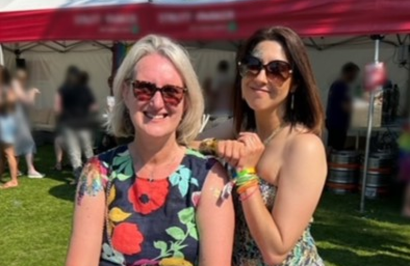 Louise with Cllr Rachel Carnac, leader of the Canterbury City Council Conservative Group, at a previous Pride Canterbury